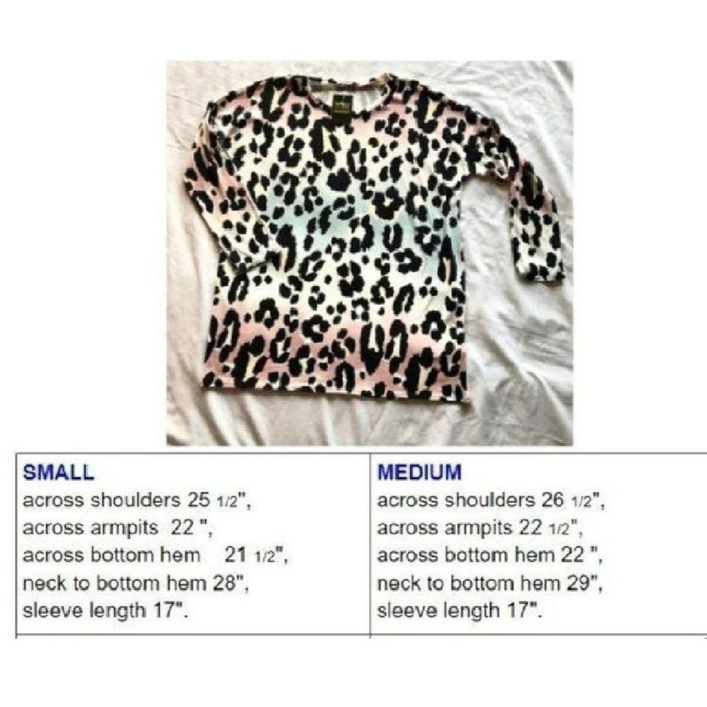 Bombom Animal Print Womens Top Tunic New with Tags Pastel Colors Sz S - Picture 8 of 13